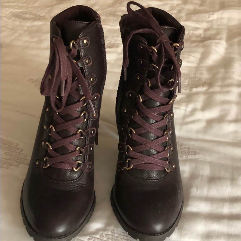 Antonio Melani tie up heeled combat bootie